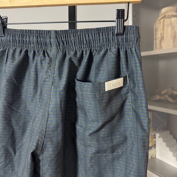 OAS Getrick Blue Green Lizard Pattern Swim Shorts Small NEW Lined Striped Trunks - Picture 5 of 7